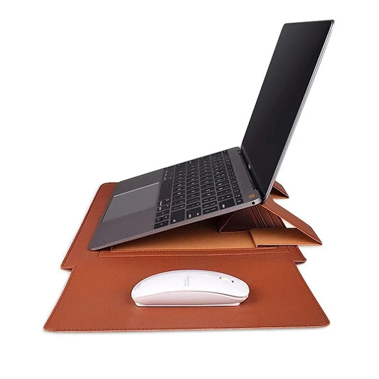 Factory Price Laptop Case with Stand for Computer 13/14/15 Inch PU Leather Notebook Handbag with Mouse Pad Briefcase