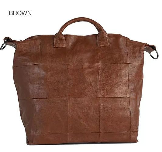 2024 Retro Style Niche Design Genuine Leather Women's Bags Large-Capacity Handbag Traveling Pack Diamond Pattern Computer Packs
