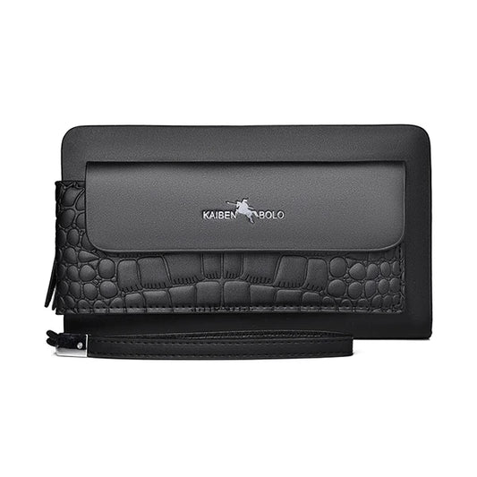 New Crocodile Pattern Men's Handbag Fashion Large Capacity Handbag Double Zipper Multi Card PU Leather Handbag BusinessMen's Bag