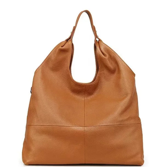 2024 Simple Single Shoulder Bag Large Capacity Light Luxury Head Layer Cowhide Women's Handbag Durable Ladies Shopping Tote