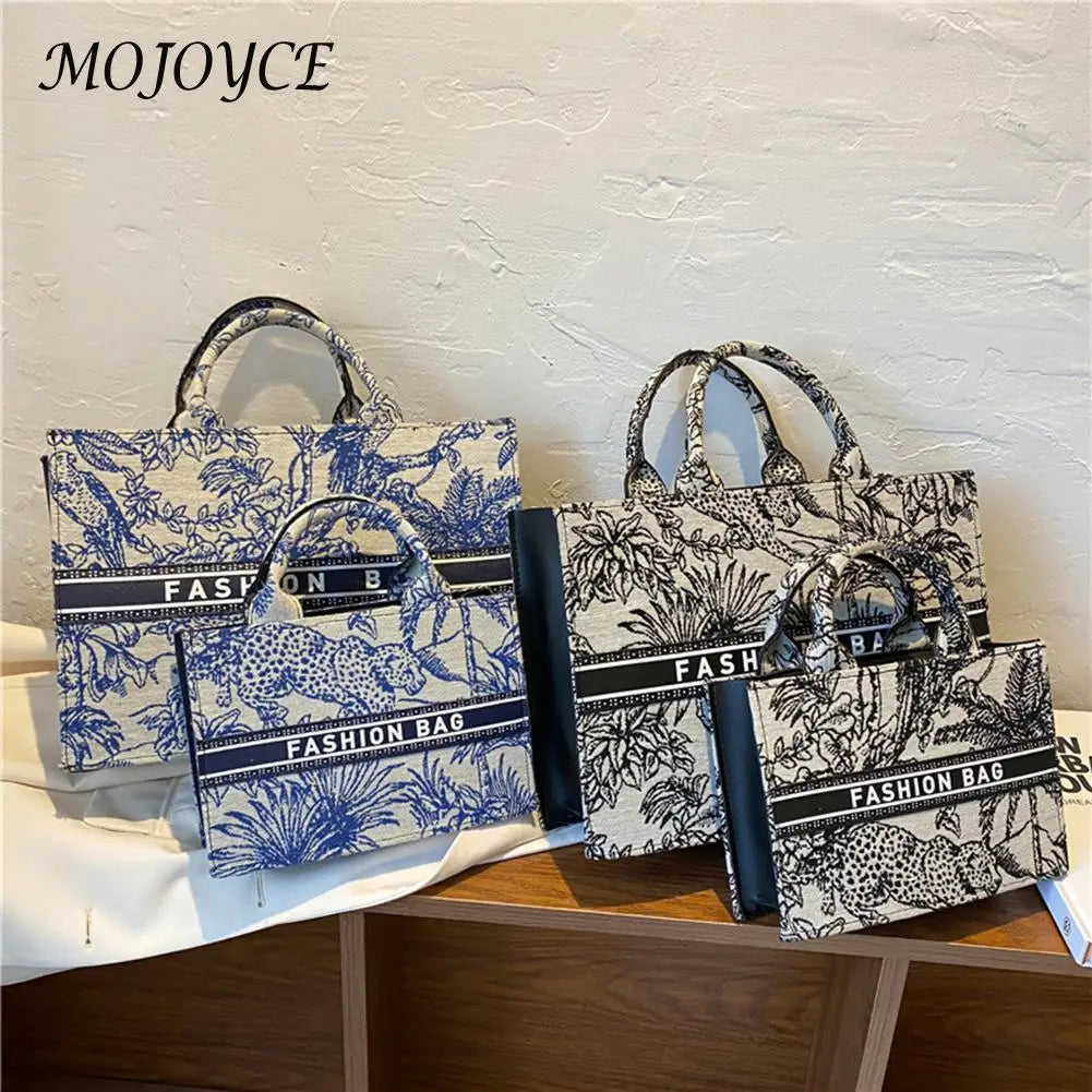 Fashion Ladies Canvas Printing Top-handle Tote Bag Female Casual Printing Creative Design Large Capacity Handbags