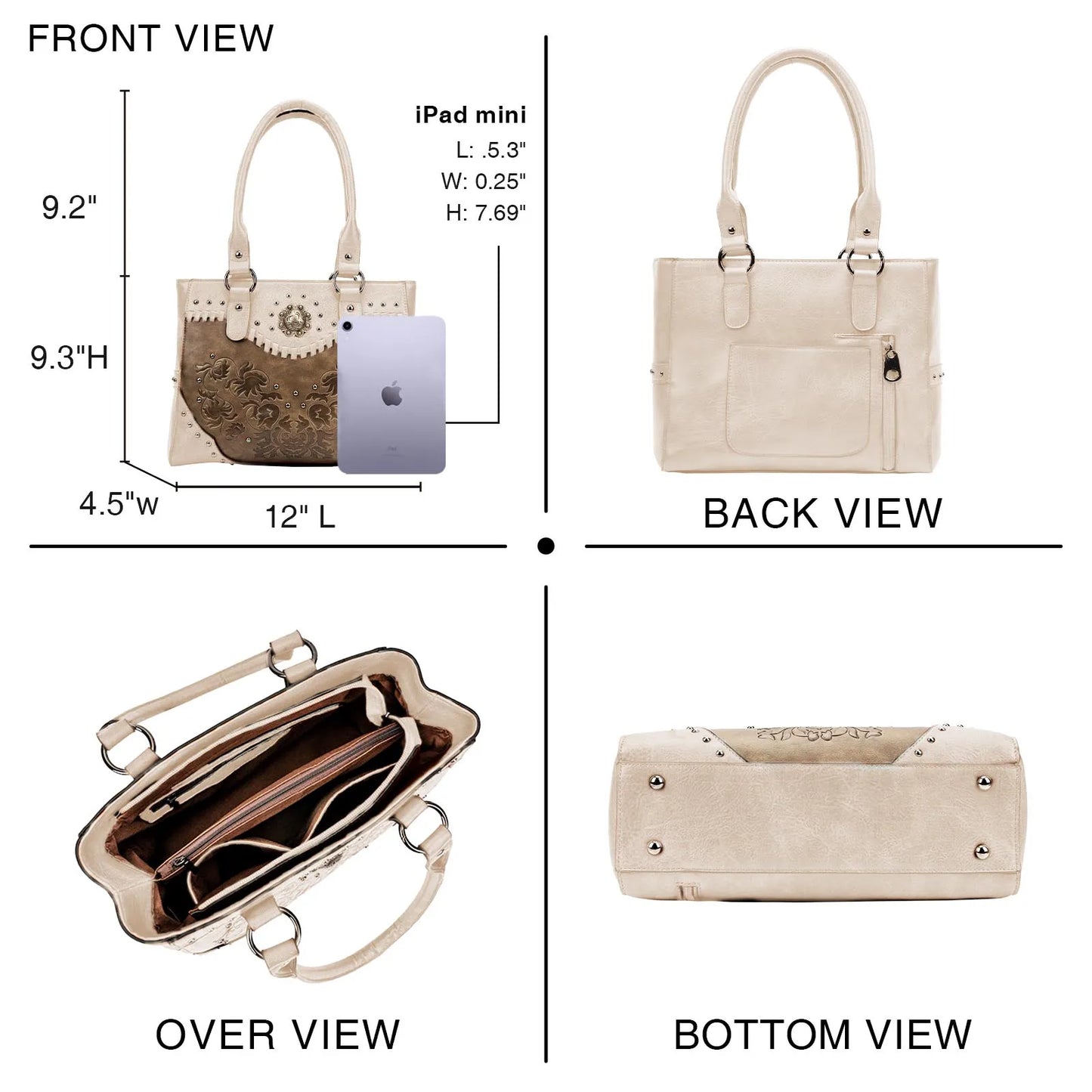 Celela Shoulder Bags for Women Tote Bag Large Ladies Quality Leather Vintage Western Purse Embossed Concho Studs Handbags