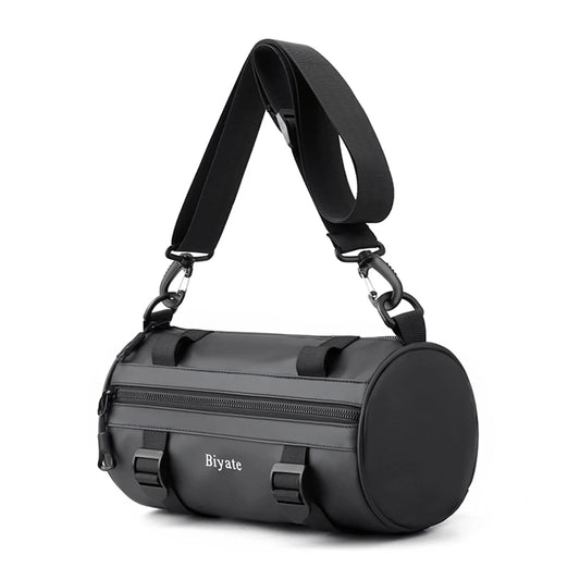 Nylon Male Shoulder Bag Large Capacity Cylinder Crossbody Handbags Waterproof Scratch Resistant with Zipper for Shopping Trip