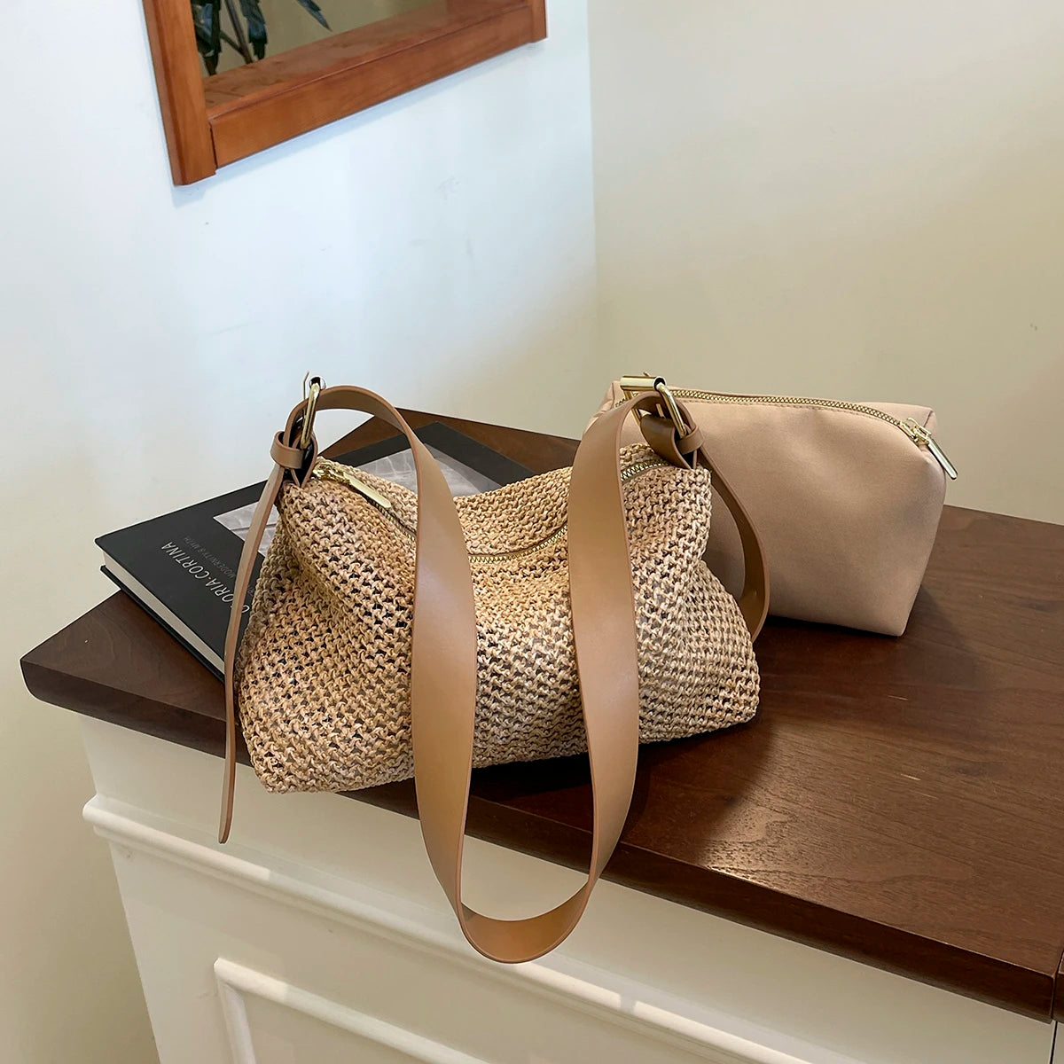 Handbags handbags for women luxury handbags for women Summer niche high sense one shoulder grass woven bag girl 2025