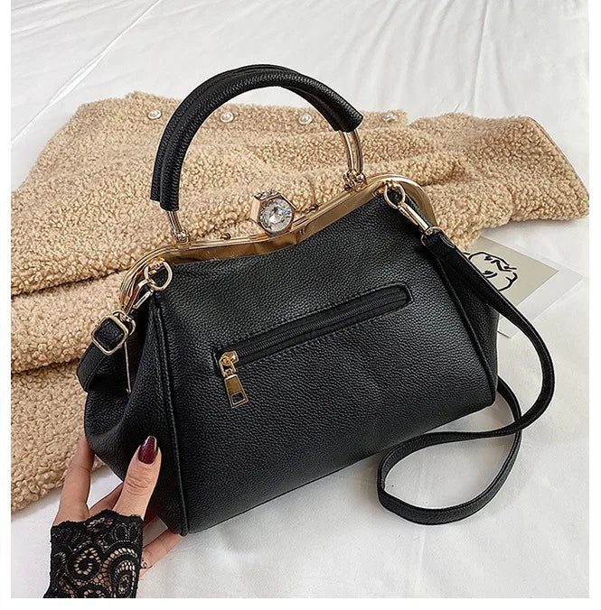 Lady handbags 2025 new set auger fashionable joker imitation horsehair atmosphere one shoulder clip with the bag in bag